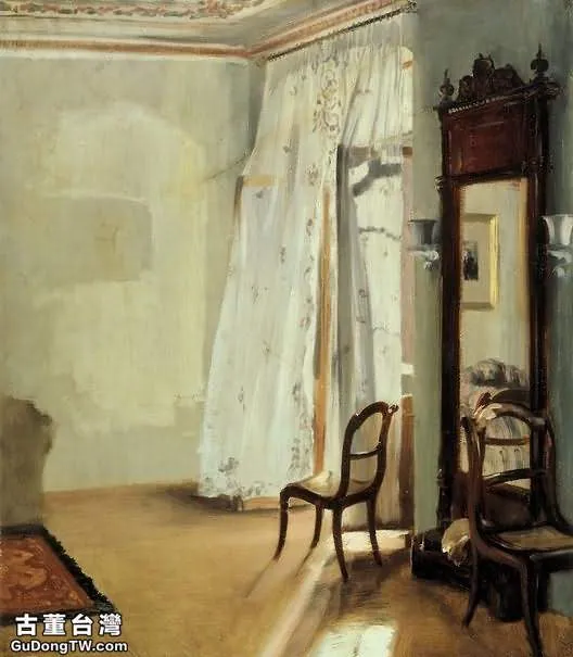 門采爾《有陽台的房間》油畫