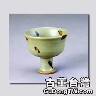 元代龍泉窯青釉褐斑高足杯瓷器鑒賞(1張圖片)-古董台灣